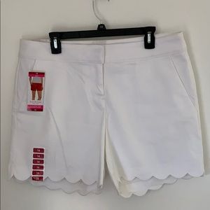 White scalloped shorts